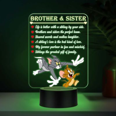 Brother Sister UV Print Multicolor LED Night Lamp – Tom & Jerry Acrylic Light